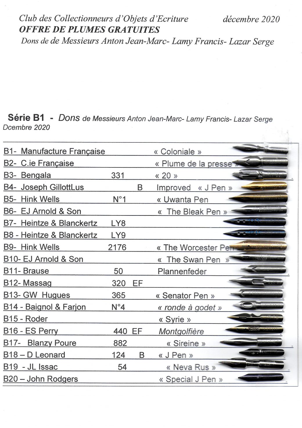 Plumes offertes lot 9 B – Au fil de la plume